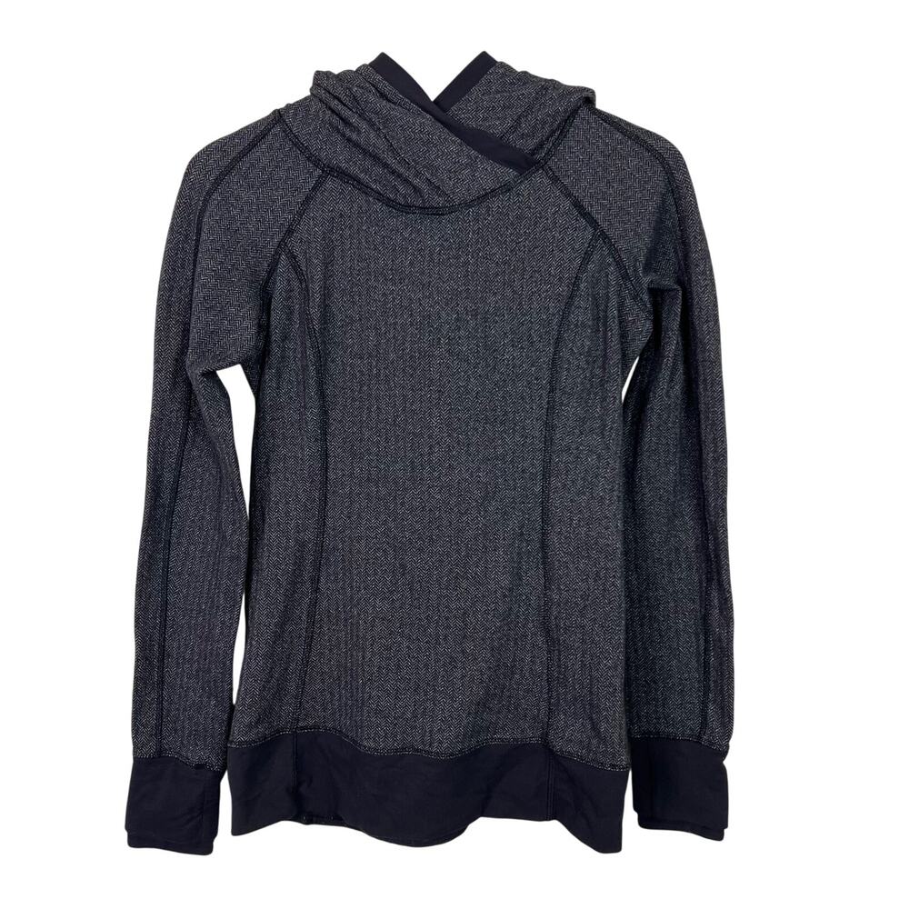 Lululemon Women's Size 4 Think Fast Hoodie Heathered Herringbone Black